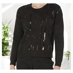 NEW Calvin Klein Women's Holiday Sequin Sweater Black Size S Small